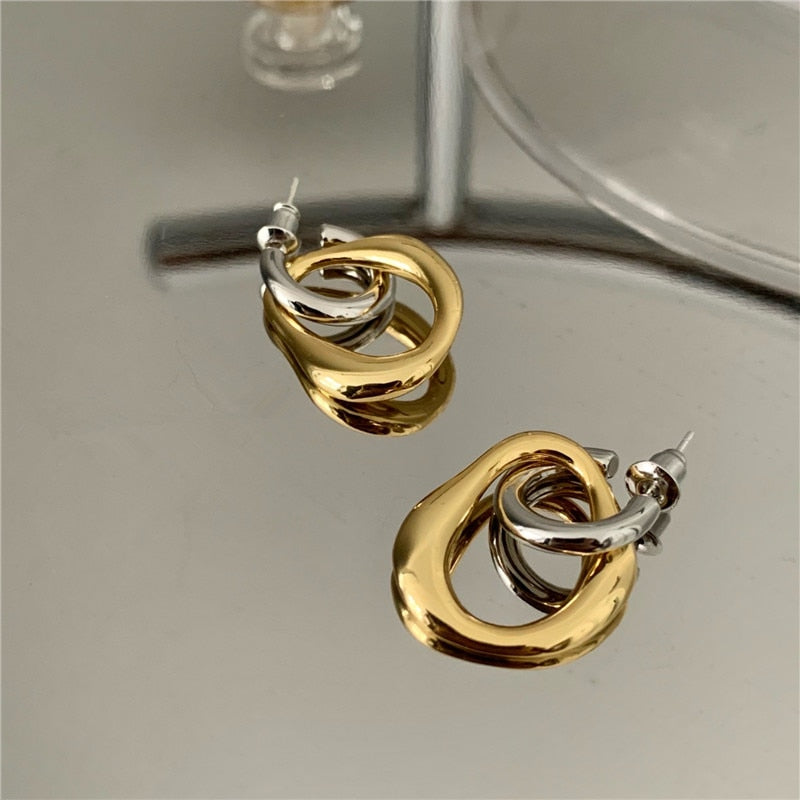 Irregular Double-color Stud Earrings