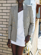 Cotton Plaid Slim Blazer