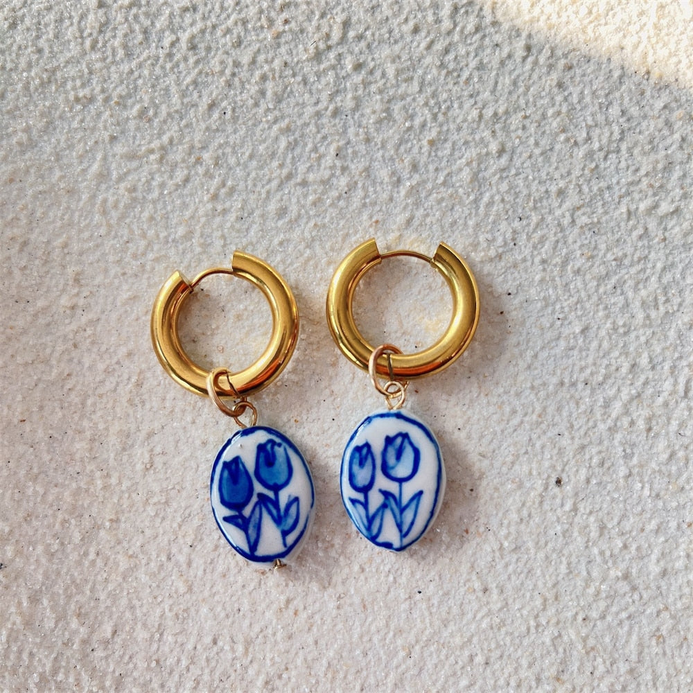 Blue Ceramic Earring
