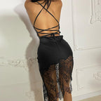 Spaghetti Strap Lace Midi Dresses