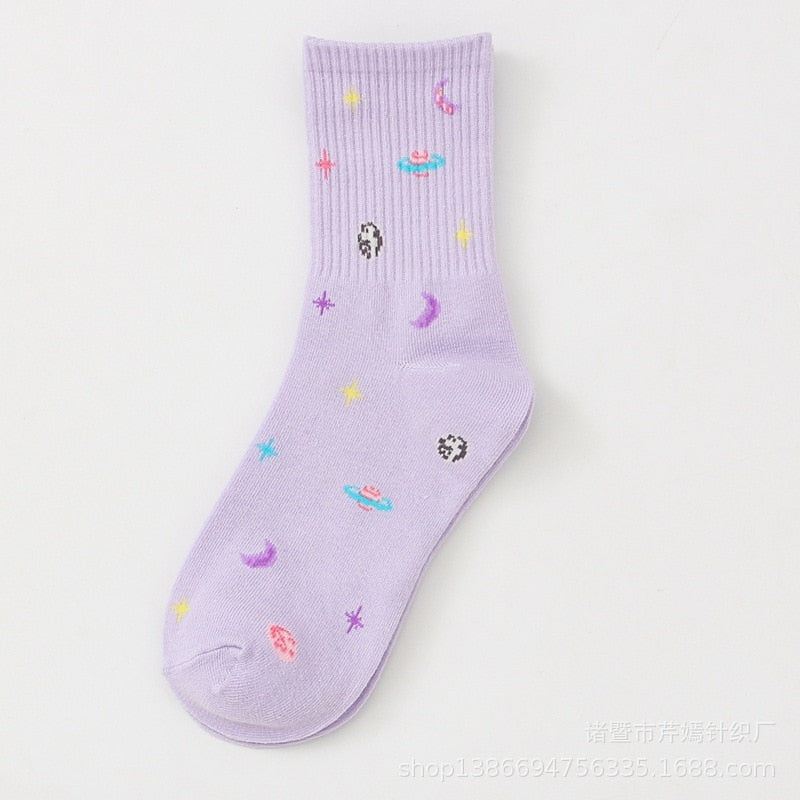 Space Pattern Cotton Socks