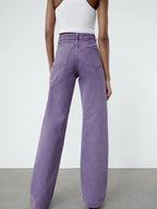 Purple High Waist Wide Leg Jeans