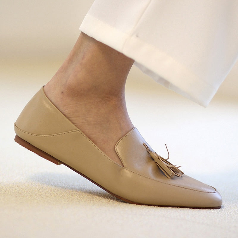 Leather Round Toe Flats Loafers