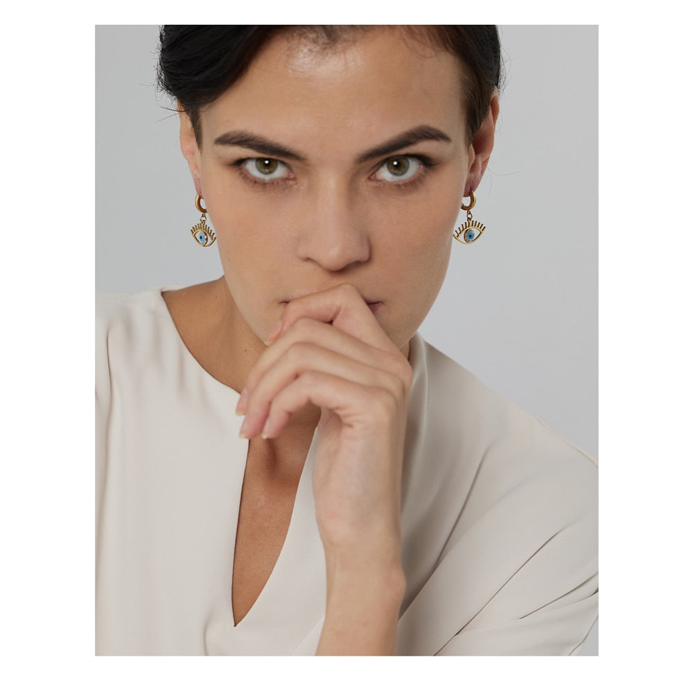 Eye Gold Hoop Earrings