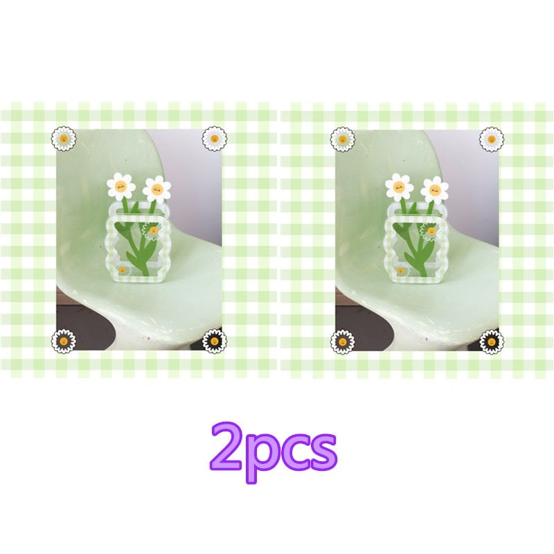 2pcs Transparent Plaid Vase Acrylic