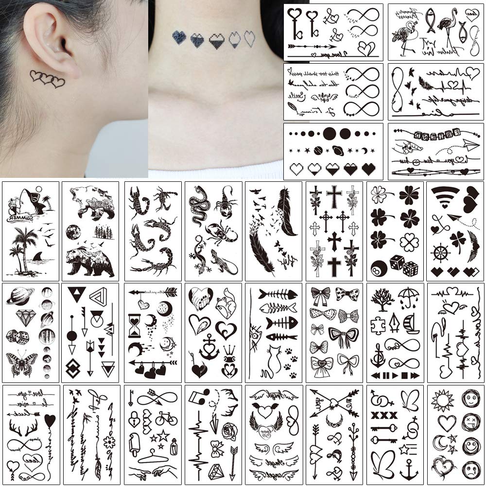 30 Sheets Waterproof Black Tiny Tattoo Stickers