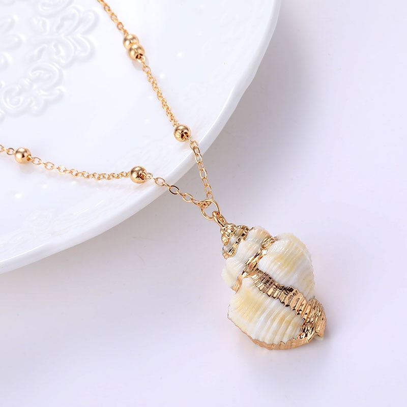 Gold Color Shell Pendant Earrings