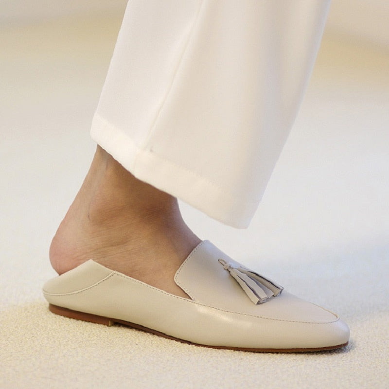 Leather Round Toe Flats Loafers