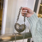 Heart Shape Silver Pearl Mini Bag