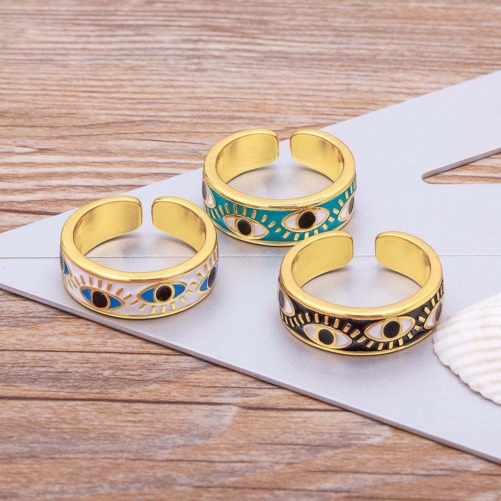 Evil Eye Gold Pink Ring