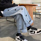Casual Straight Heart Print Jeans