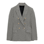 Cotton Plaid Slim Blazer