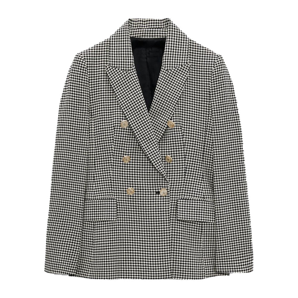 Cotton Plaid Slim Blazer
