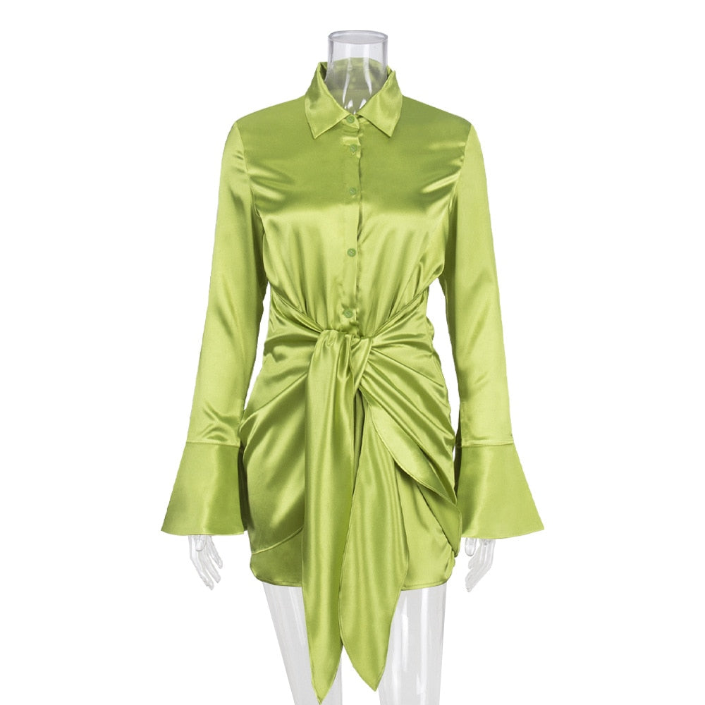 Long Sleeve Satin Mini Dresses