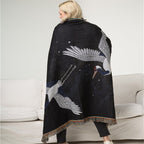Japanese Cranes Throw Blanket