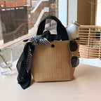 Straw Tote Canvas Bag
