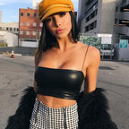 BLack PU Leather Crop Top