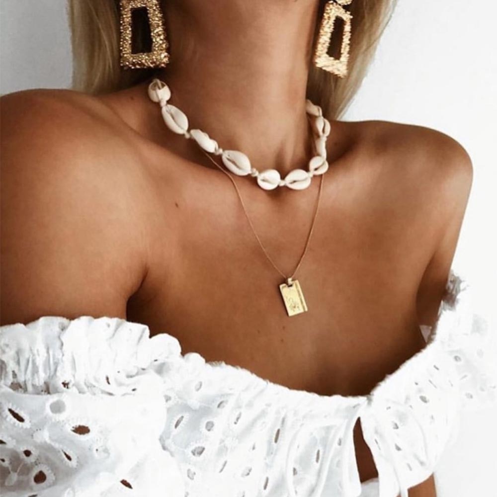 Natural Sea Shell Choker Chain Necklace
