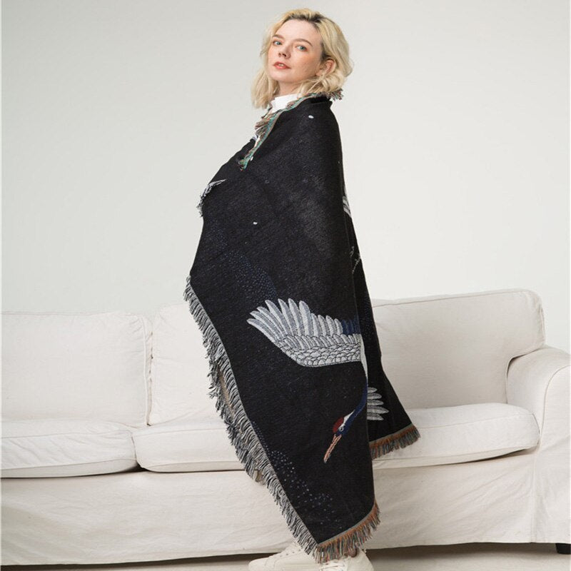 Japanese Cranes Throw Blanket