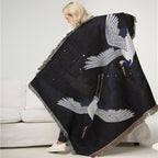 Japanese Cranes Throw Blanket