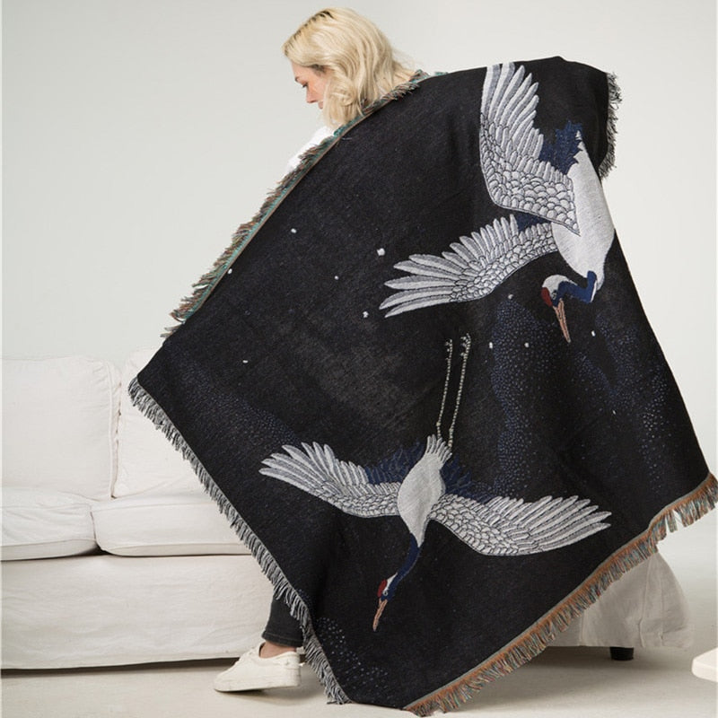 Japanese Cranes Throw Blanket