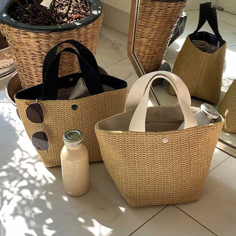 Straw Tote Canvas Bag