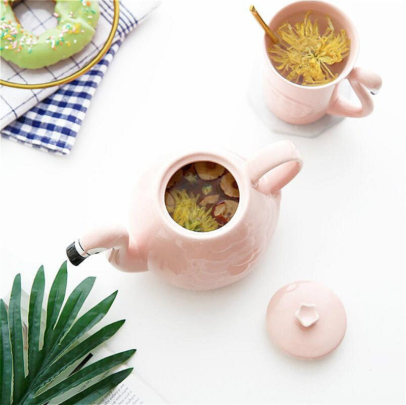Pink Flamingo Teapot Set