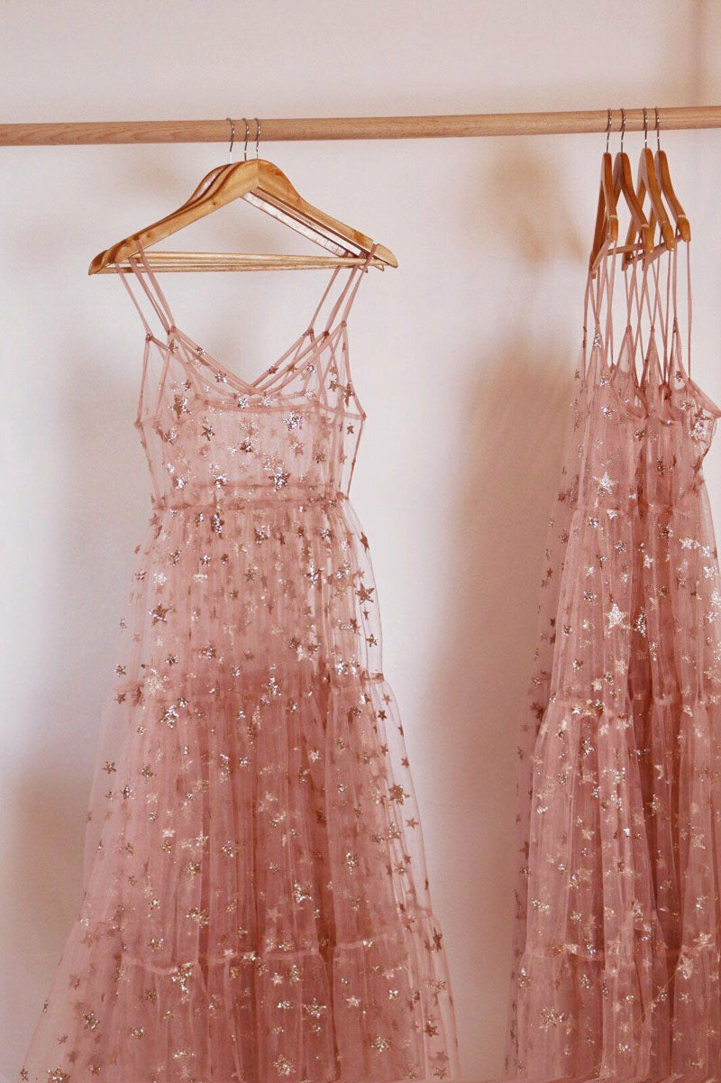 Tulle Spaghetti See Through Long Dresses