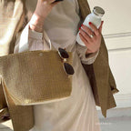 Straw Tote Canvas Bag