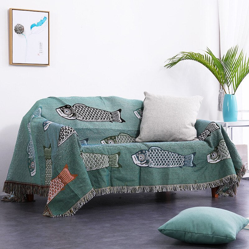 Cotton Koi Throw Blanket