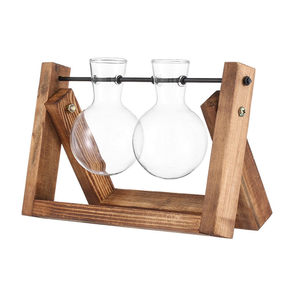Glass and Wood Vase
