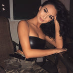 BLack PU Leather Crop Top