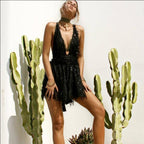 Black Sequin Backless Mini Dress