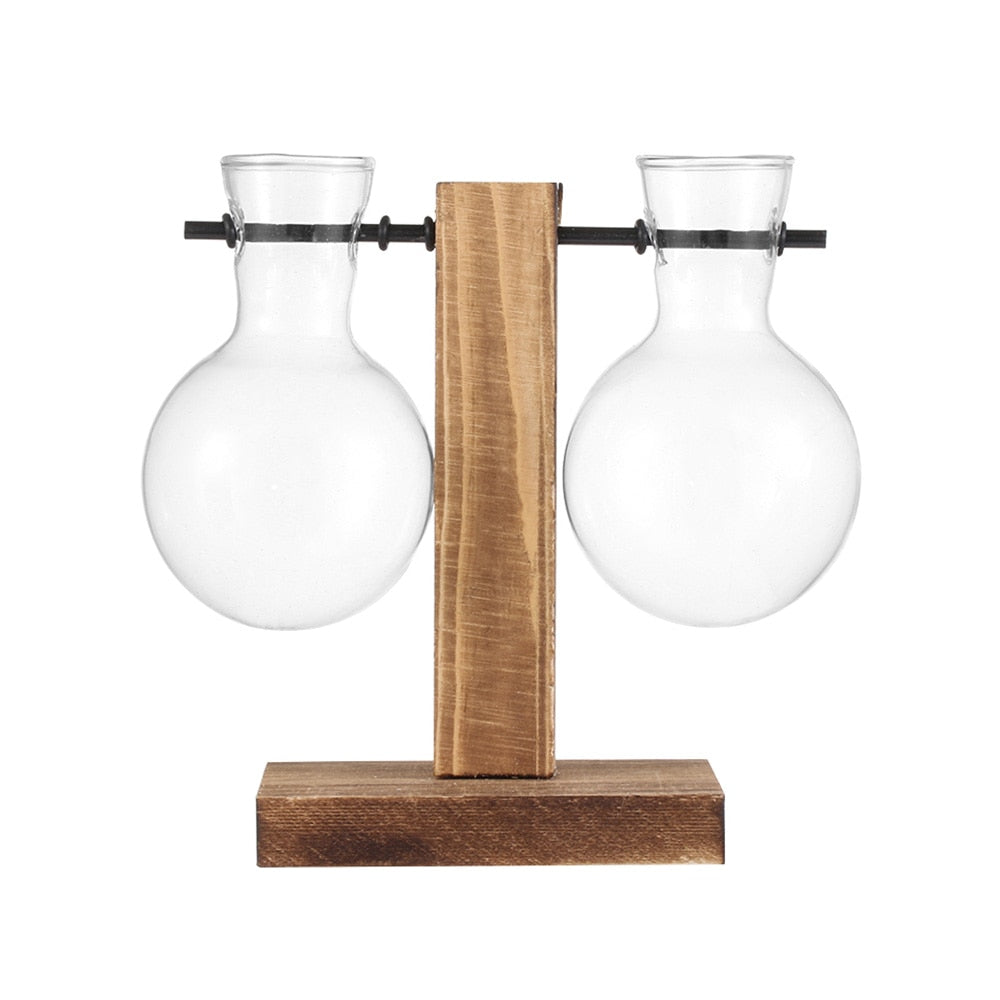 Glass and Wood Vase