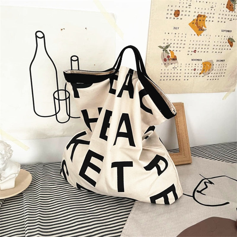Large Letter Shopping Bag Canvas