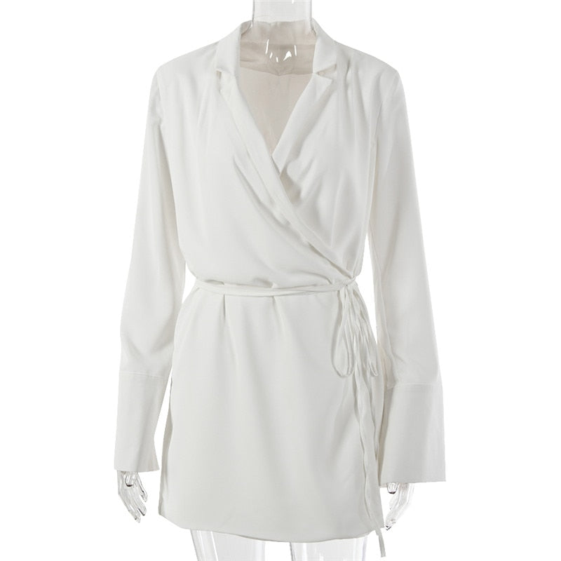 Satin V-Neck Shirt Dress
