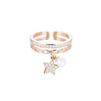 Gold Silver Star Pearl Ring