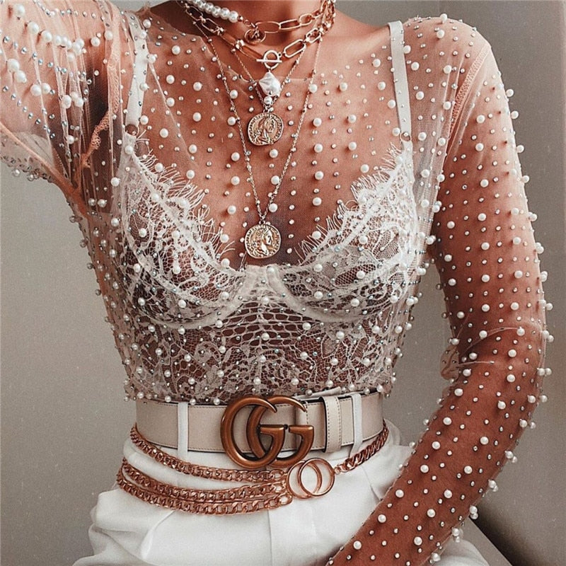 Pearl Mesh Top