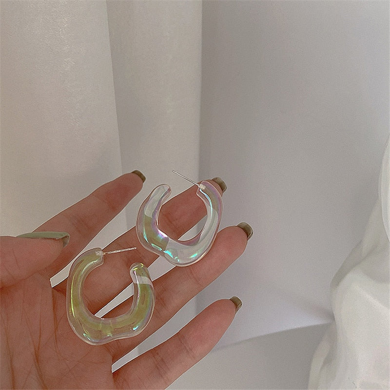 Irregular Colorful Transparent Resin Earrings