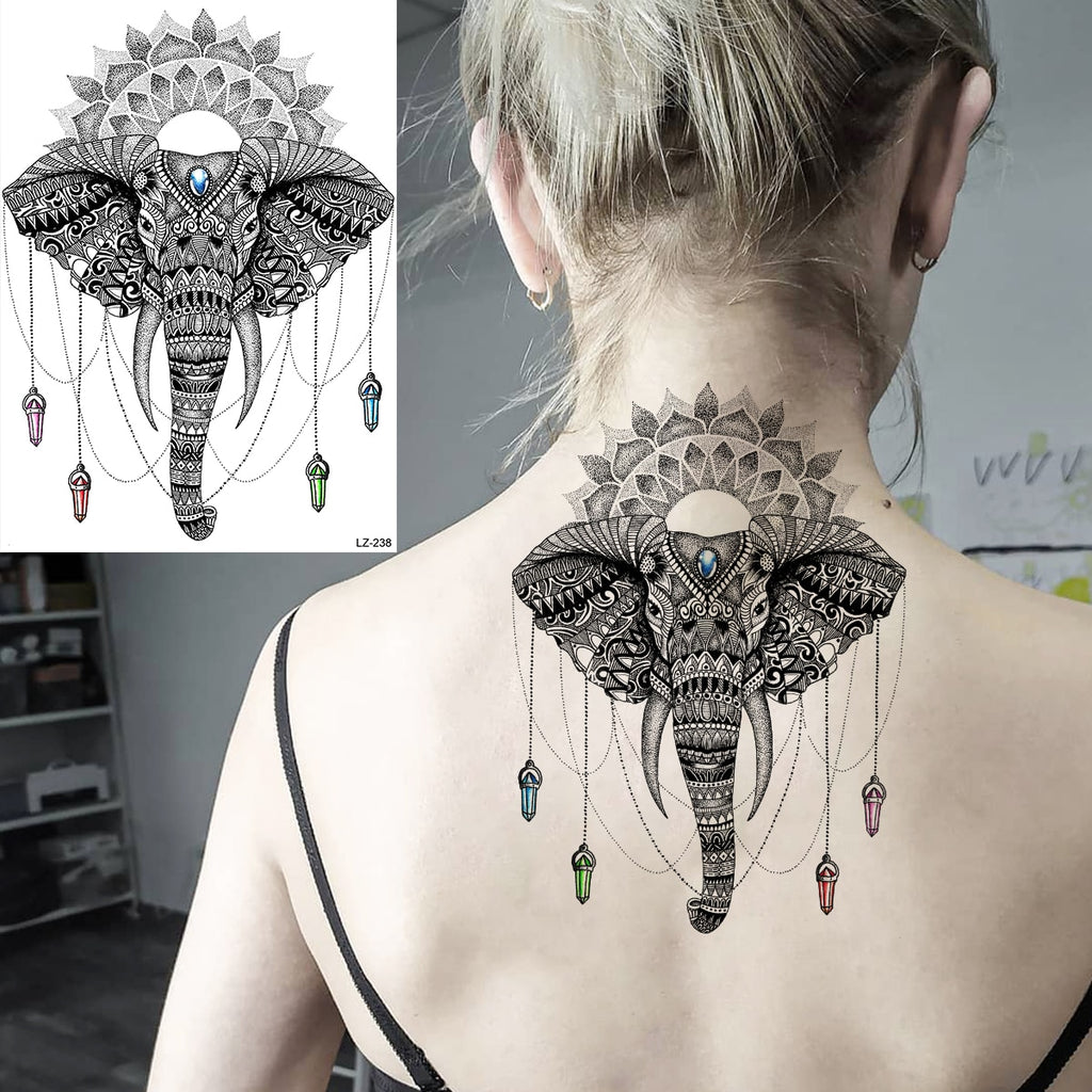Lotus Henna Mandala Chest Temporary Tattoos