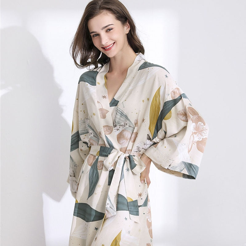 Silk Satin Thin Robe Floral Printed