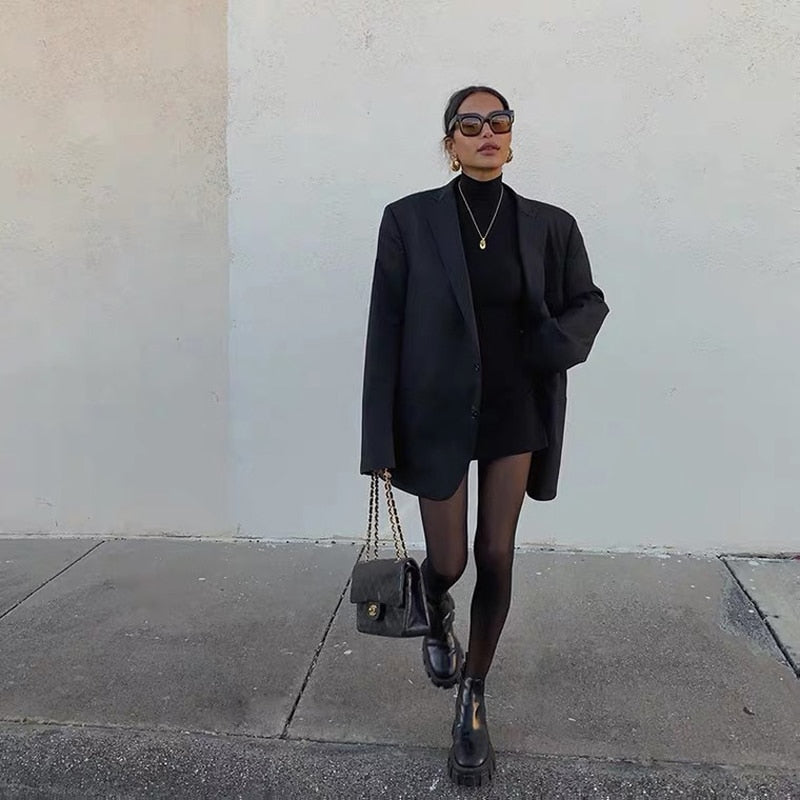 Black Basic Oversize Blazer