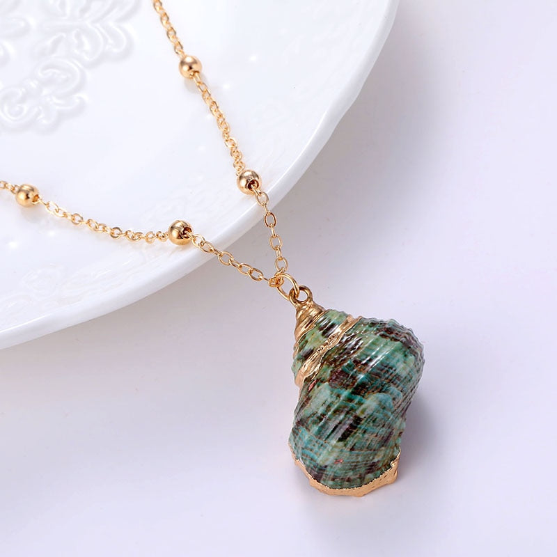 Gold Color Shell Pendant Earrings