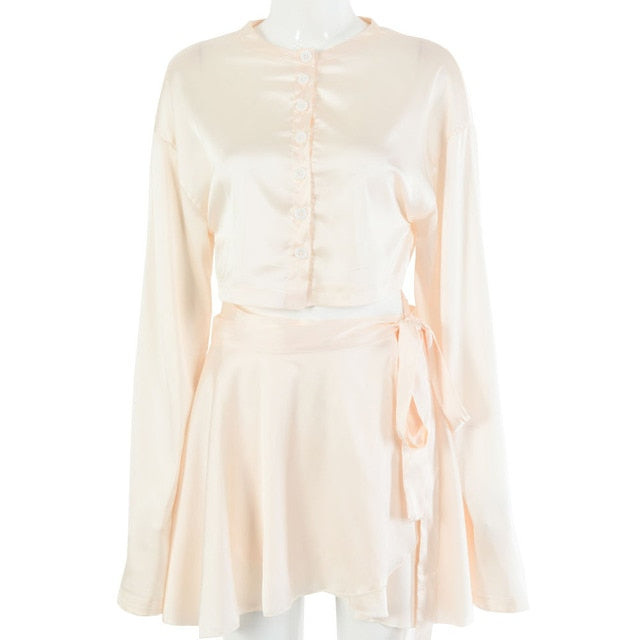 Two Piece Set Satin Dress