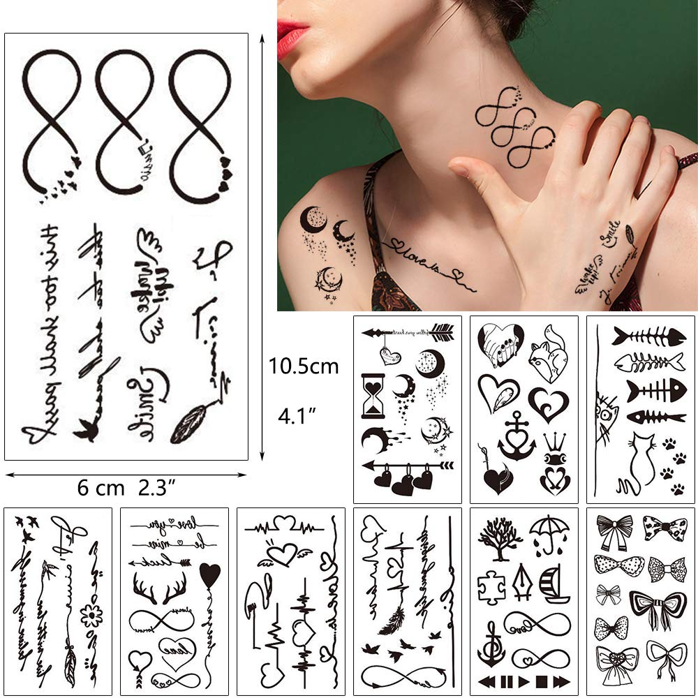 30 Sheets Waterproof Black Tiny Tattoo Stickers