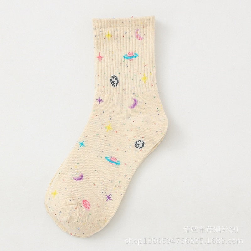 Space Pattern Cotton Socks