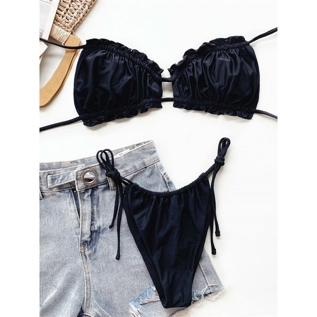 Black Ruched Bikini