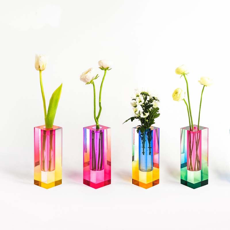 Rainbow Pillar Acrylic Vase