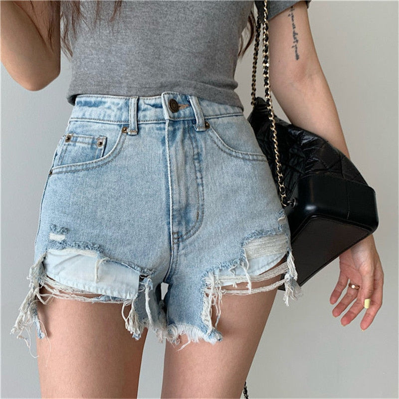 High Waist Ripped Shorts