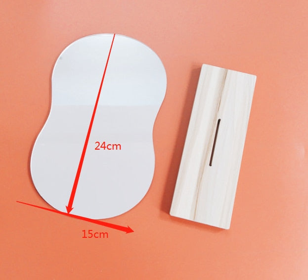 Irregular Mirror Wooden Base